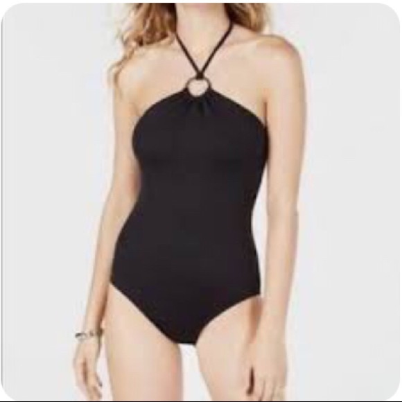 MICHAEL KORS black 1 piece bathing suit size 12 - Picture 1 of 9